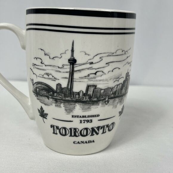 Toronto Canada Coffee Tea Cup Black White Skyline Elby Made In Canada - Picture 2 of 9